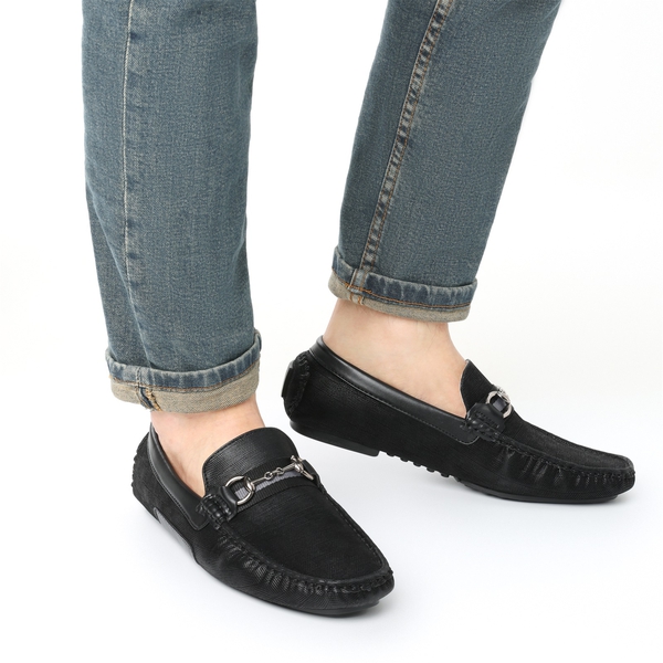 Men's Horsebit Moc-Toe Moccasin Loafers - BLACK - 7